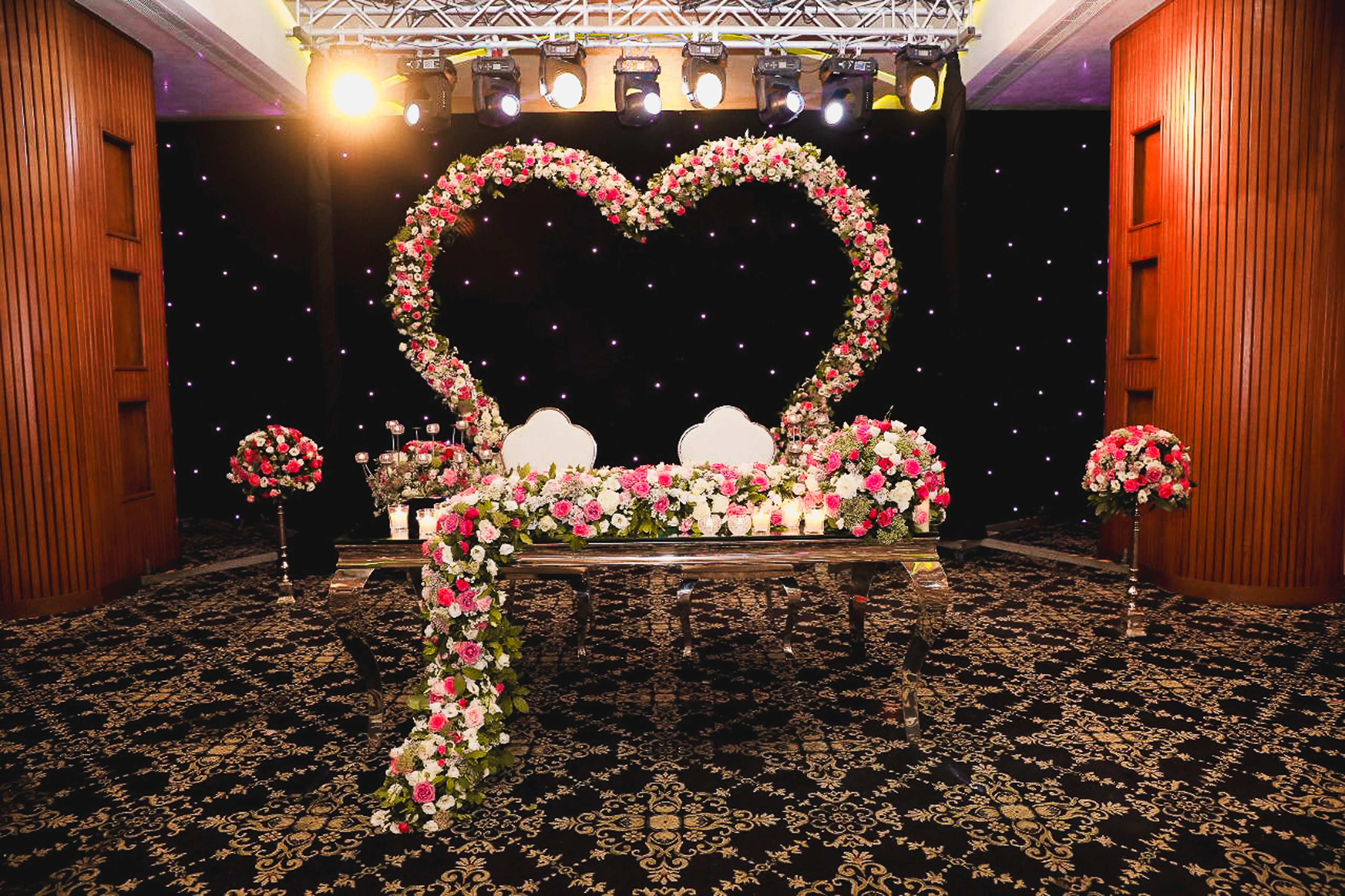 Grand Ballroom wedding setup at Bzommar Palace Hotel