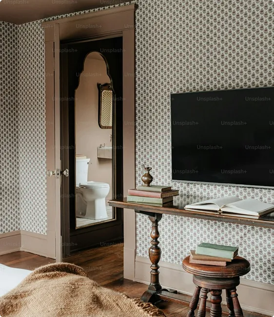 Elegant guest room interior at Bzommar Palace Hotel