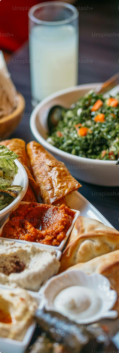 Signature wedding dishes and mezze spread at Bzommar Palace